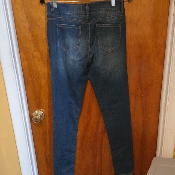 Imperial Girls Dark Blue Distressed Skinny Jeans - Picture 6 of 7